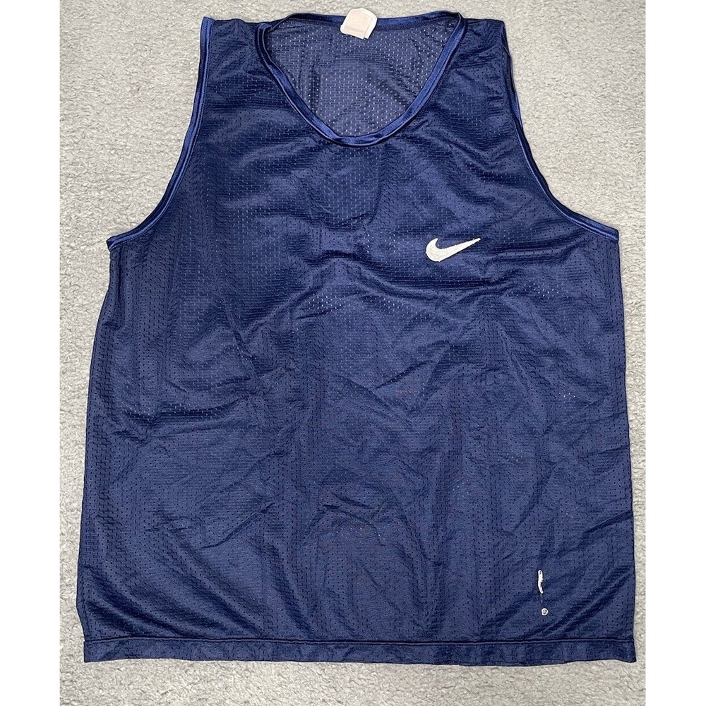 RARE Vtg Nike Tank Top Men Medium Athletic Mesh Jersey Sport Blue Shirt USA Made